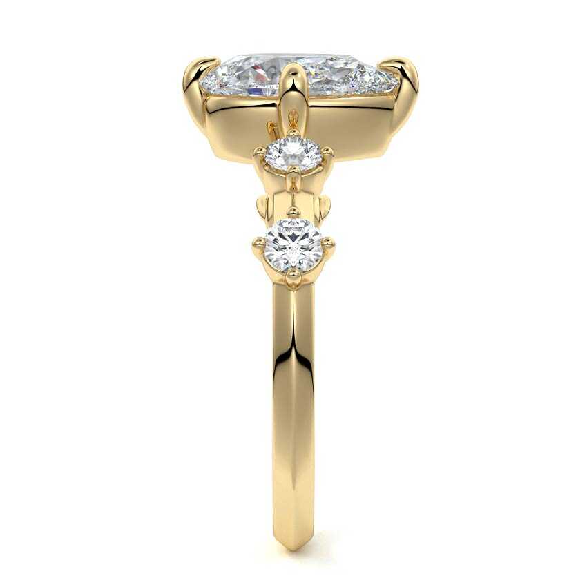 Ilana - Pear Yellow Gold Engagement Ring Side View | Nura Lab