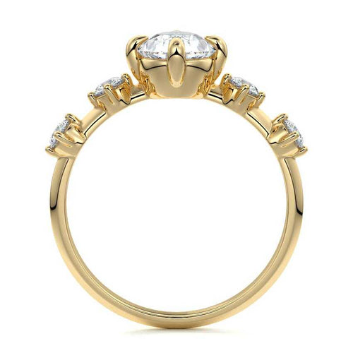 Ilana - Pear Yellow Gold Engagement Ring Profile View | Nura Lab