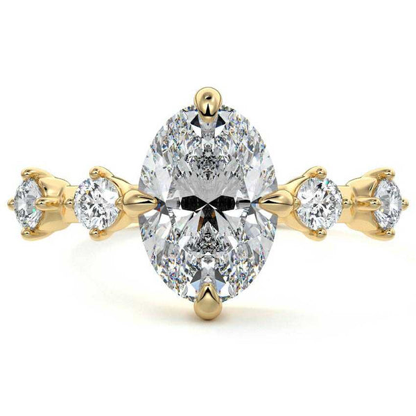 Ilana - Oval Side Stone Lab Grown Diamond Engagement Ring