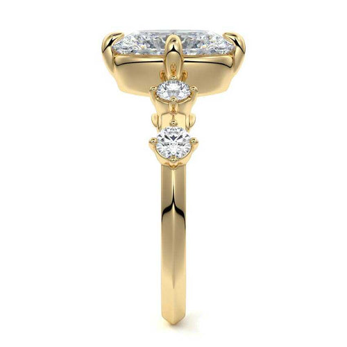 Ilana - Oval Yellow Gold Engagement Ring Side View | Nura Lab