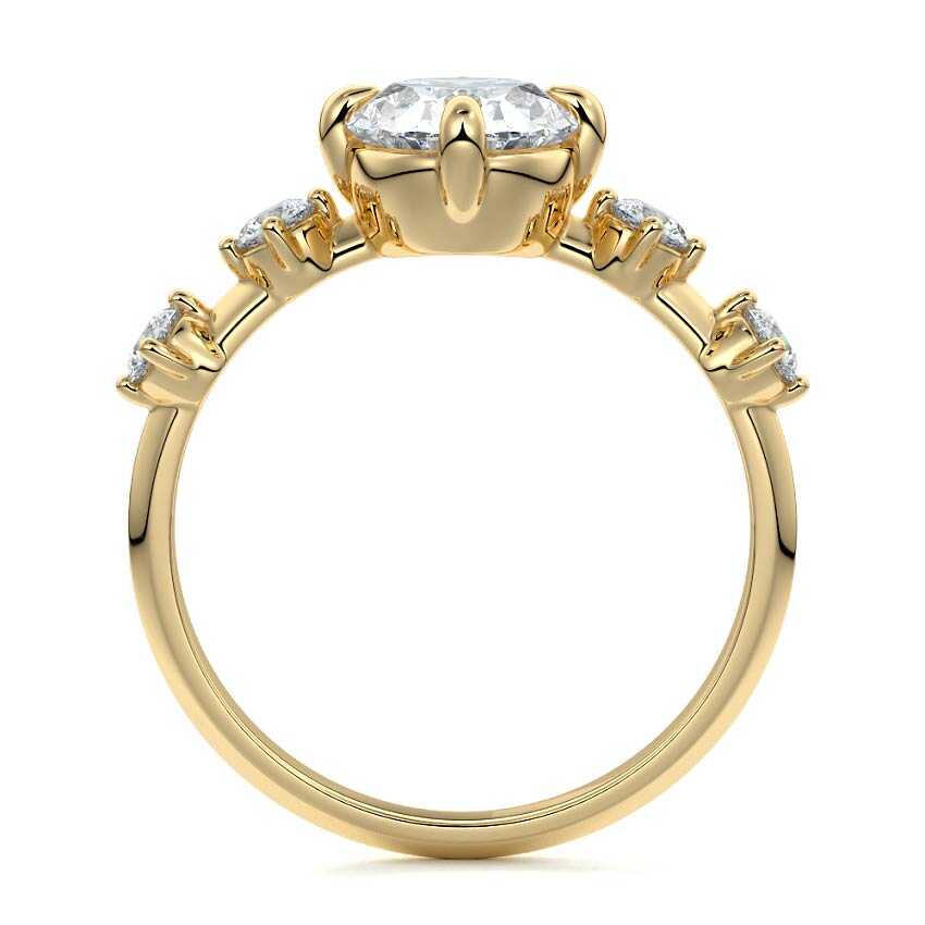Ilana - Oval Yellow Gold Engagement Ring Profile View | Nura Lab