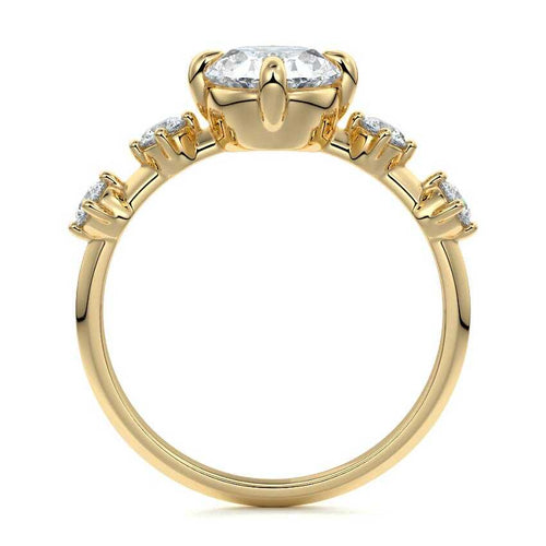 Ilana - Oval Yellow Gold Engagement Ring Profile View | Nura Lab