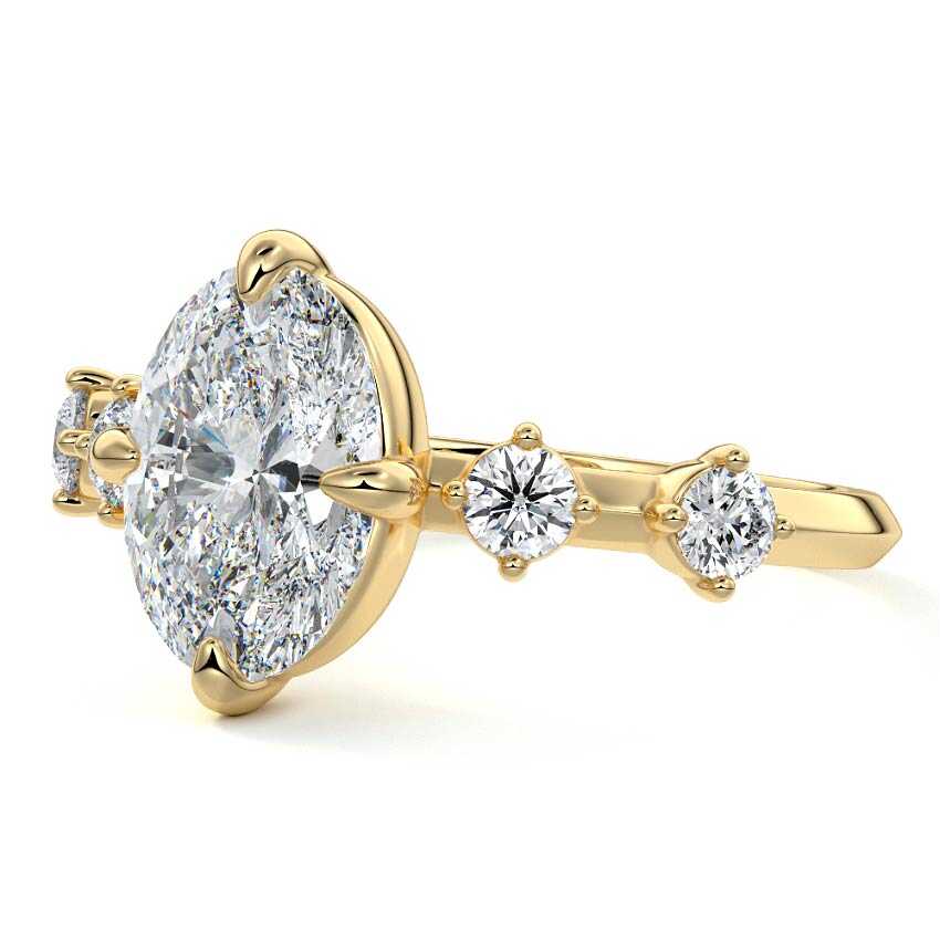 Ilana - Oval Yellow Gold Engagement Ring Detail View | Nura Lab