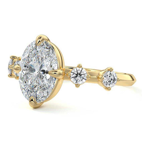 Ilana - Oval Yellow Gold Engagement Ring Detail View | Nura Lab