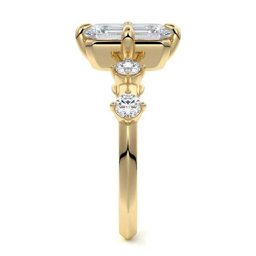 Ilana - Emerald Cut Yellow Gold Engagement Ring Side View | Nura Lab