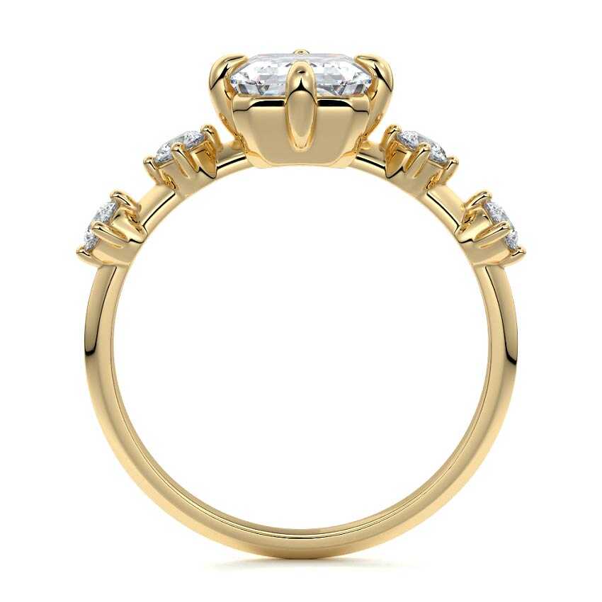 Ilana - Emerald Cut Yellow Gold Engagement Ring Profile View | Nura Lab