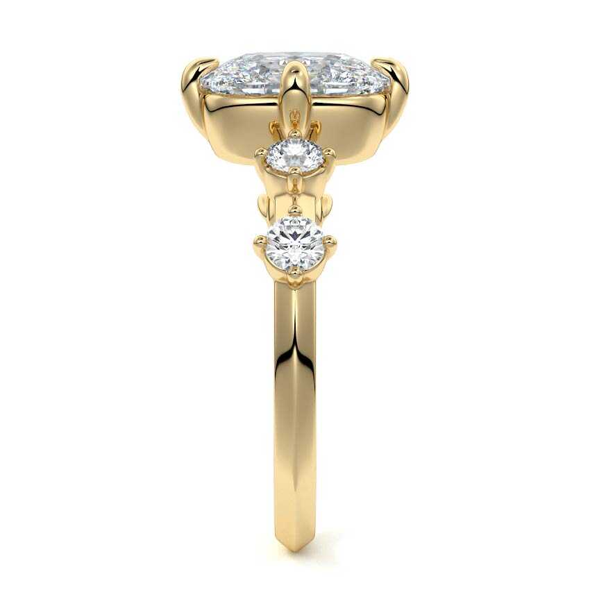 Ilana - Cushion Yellow Gold Engagement Ring Side View | Nura Lab