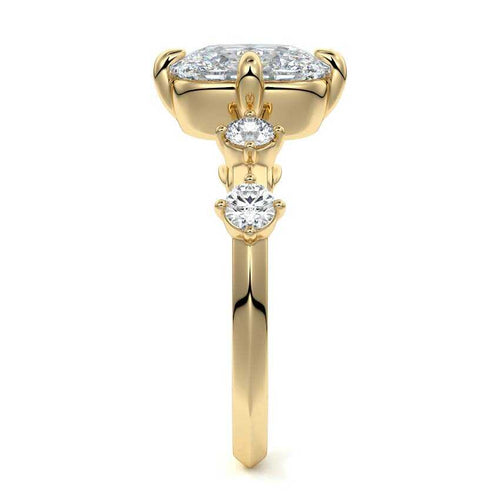 Ilana - Cushion Yellow Gold Engagement Ring Side View | Nura Lab