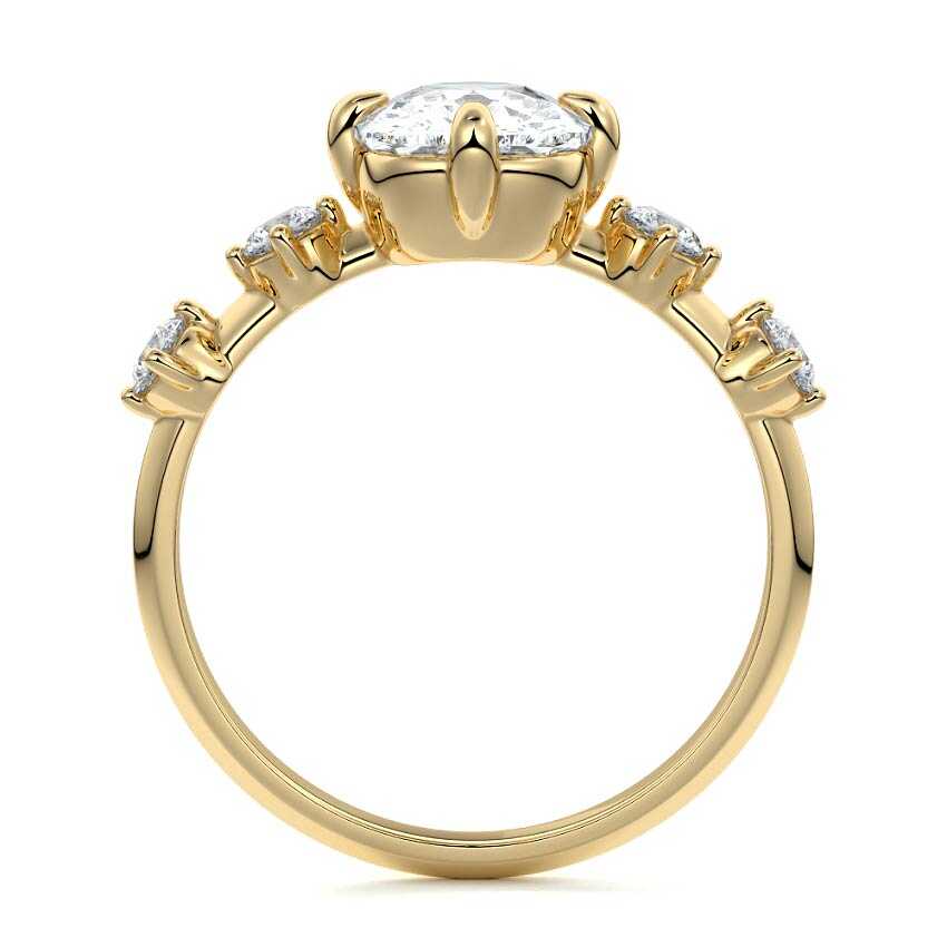 Ilana - Cushion Yellow Gold Engagement Ring Profile View | Nura Lab