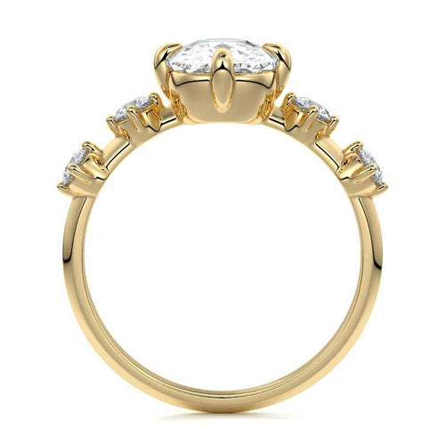 Ilana - Cushion Yellow Gold Engagement Ring Profile View | Nura Lab