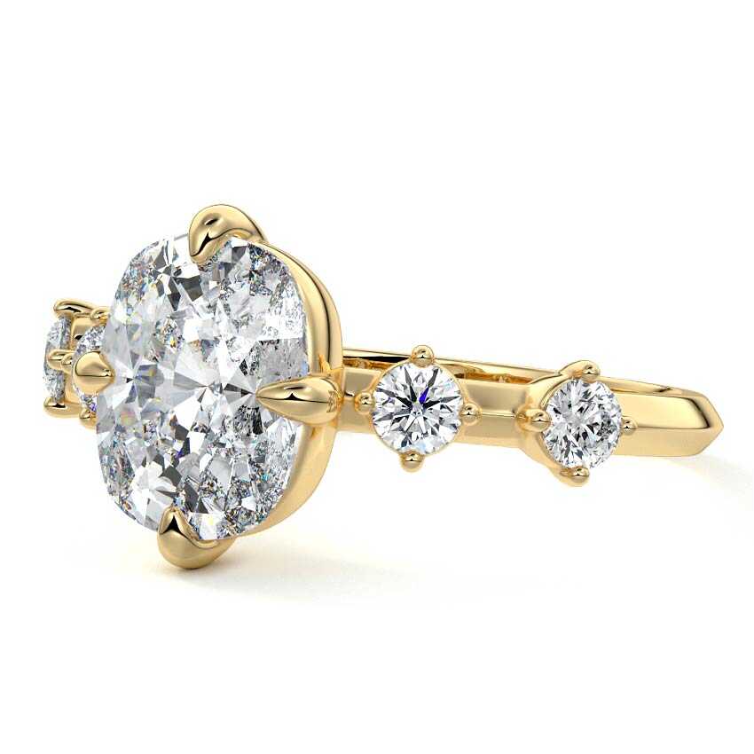 Ilana - Cushion Yellow Gold Engagement Ring Detail View | Nura Lab