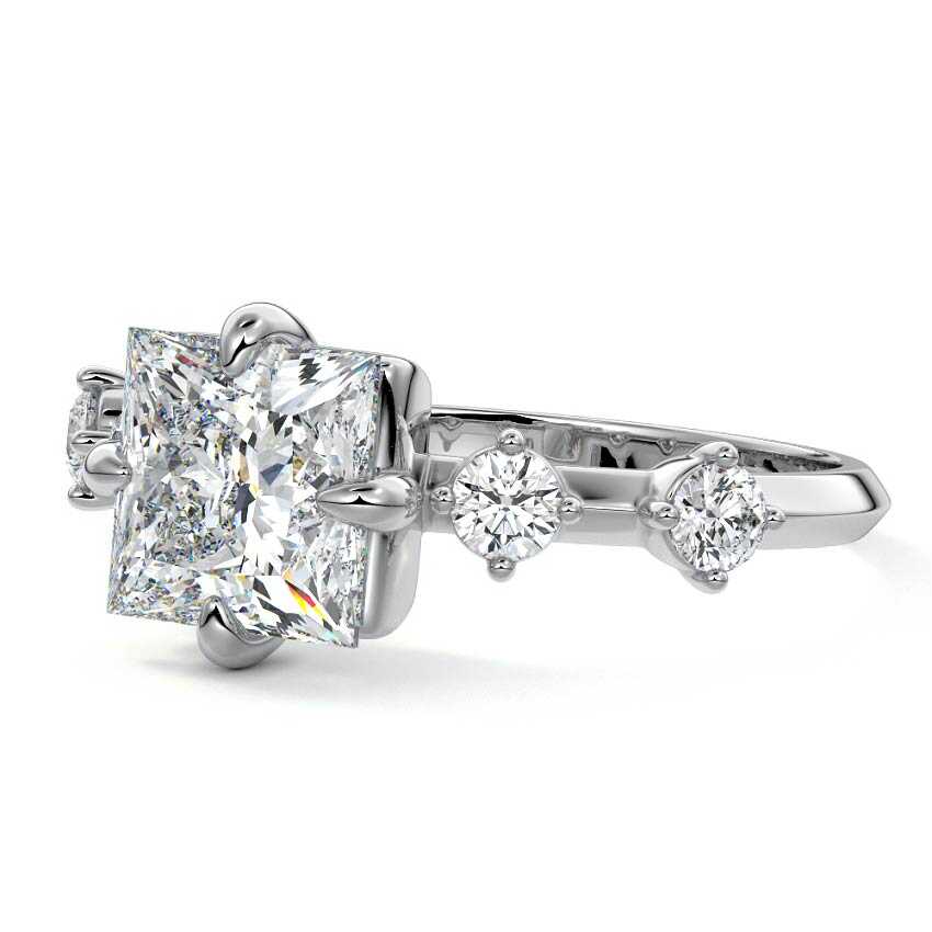 Ilana - Princess Yellow Gold Engagement Ring Detail View | Nura Lab