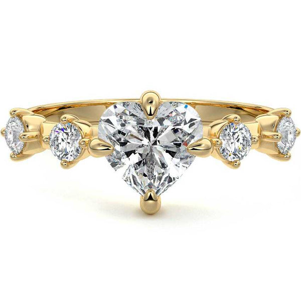 Ilana - Heart Side Stone Lab Grown Diamond Engagement Ring