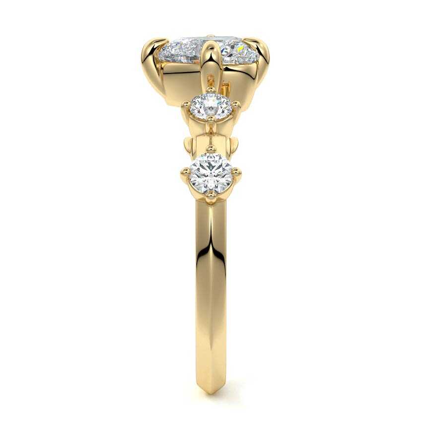 Ilana - Heart Yellow Gold Engagement Ring Side View | Nura Lab