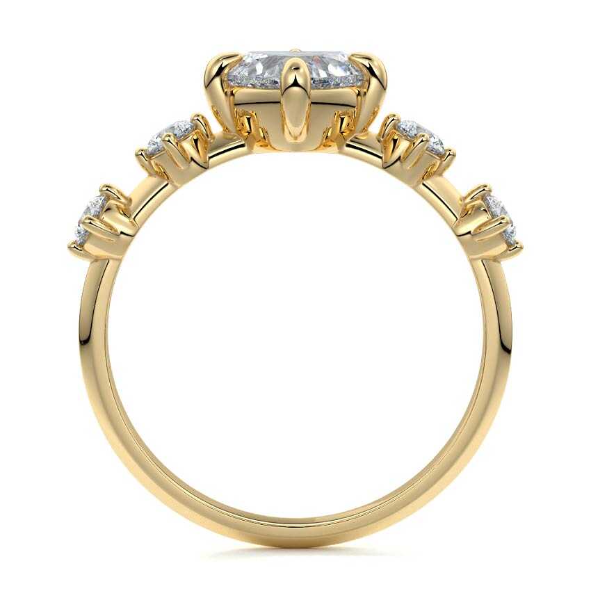 Ilana - Heart Yellow Gold Engagement Ring Profile View | Nura Lab