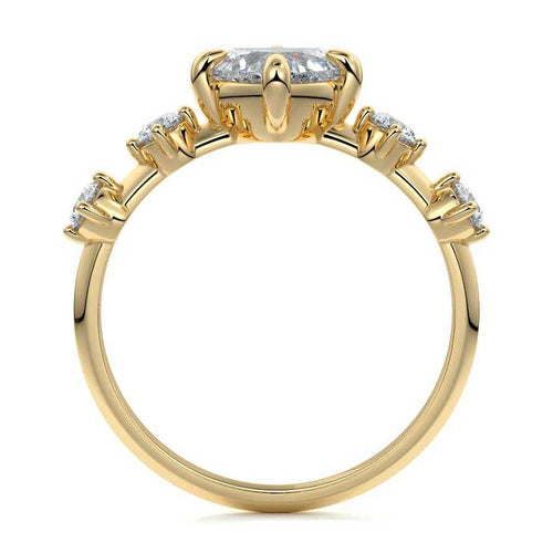 Ilana - Heart Yellow Gold Engagement Ring Profile View | Nura Lab