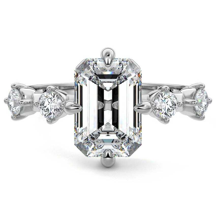 Ilana - Emerald Cut White Gold Lab Grown Diamond Engagement Ring | Nura Lab