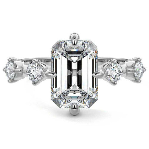 Ilana - Emerald Cut White Gold Lab Grown Diamond Engagement Ring | Nura Lab