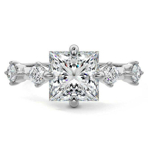 Ilana - Princess White Gold Lab Grown Diamond Engagement Ring | Nura Lab