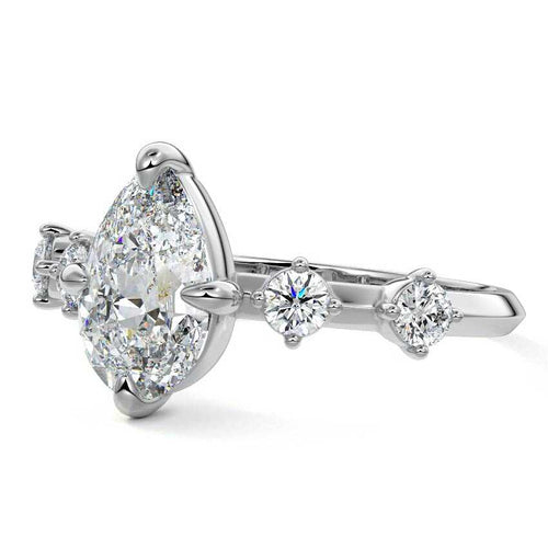 Ilana - Pear Platinum Lab Grown Diamond Engagement Ring | Nura Lab