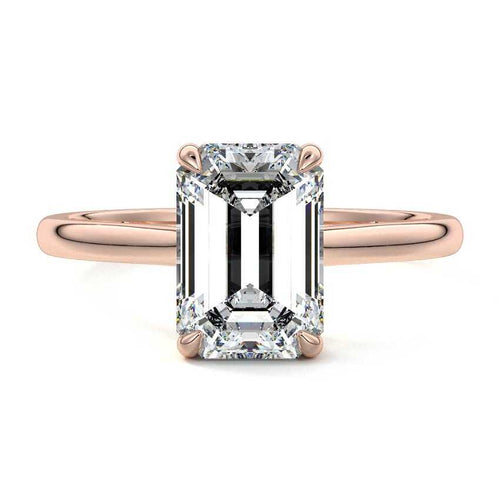 Ginevra - Emerald Cut Rose Gold Lab Grown Diamond Engagement Ring | Nura Lab