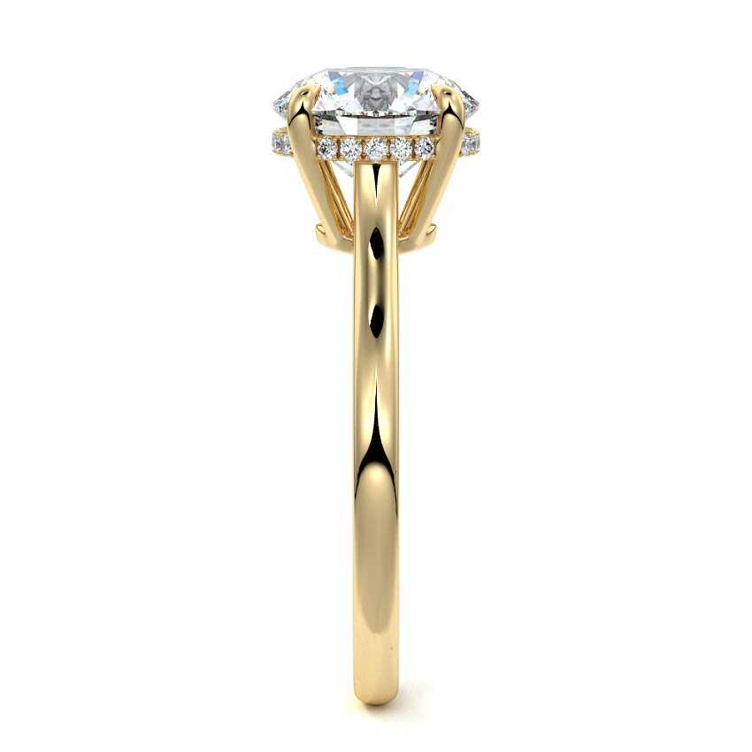 Ginevra - Round Yellow Gold Engagement Ring Side View | Nura Lab