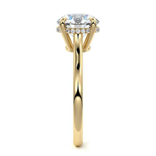 Ginevra round hidden halo solitaire lab grown diamond engagement ring in yellow gold