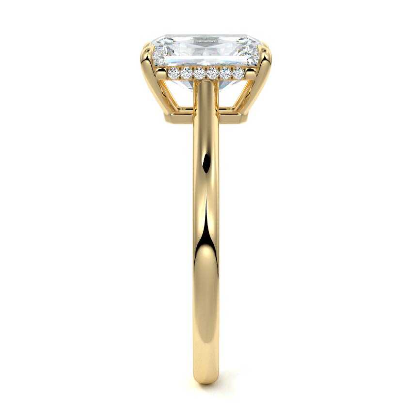 Ginevra - Radiant Yellow Gold Engagement Ring Side View | Nura Lab