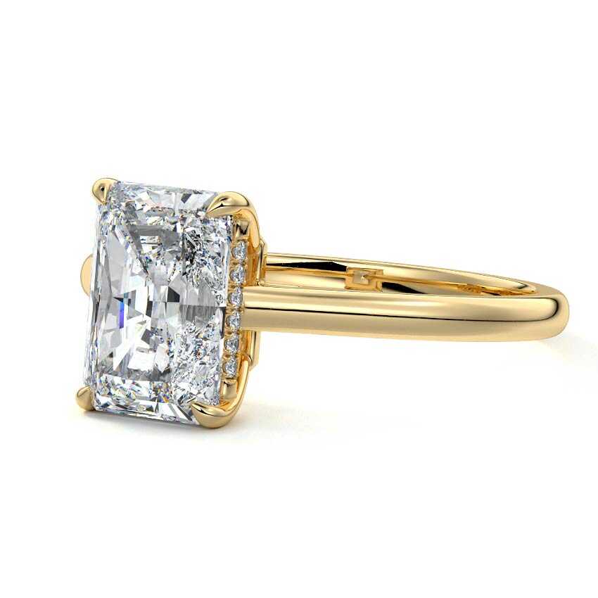 Ginevra - Radiant Yellow Gold Engagement Ring Detail View | Nura Lab