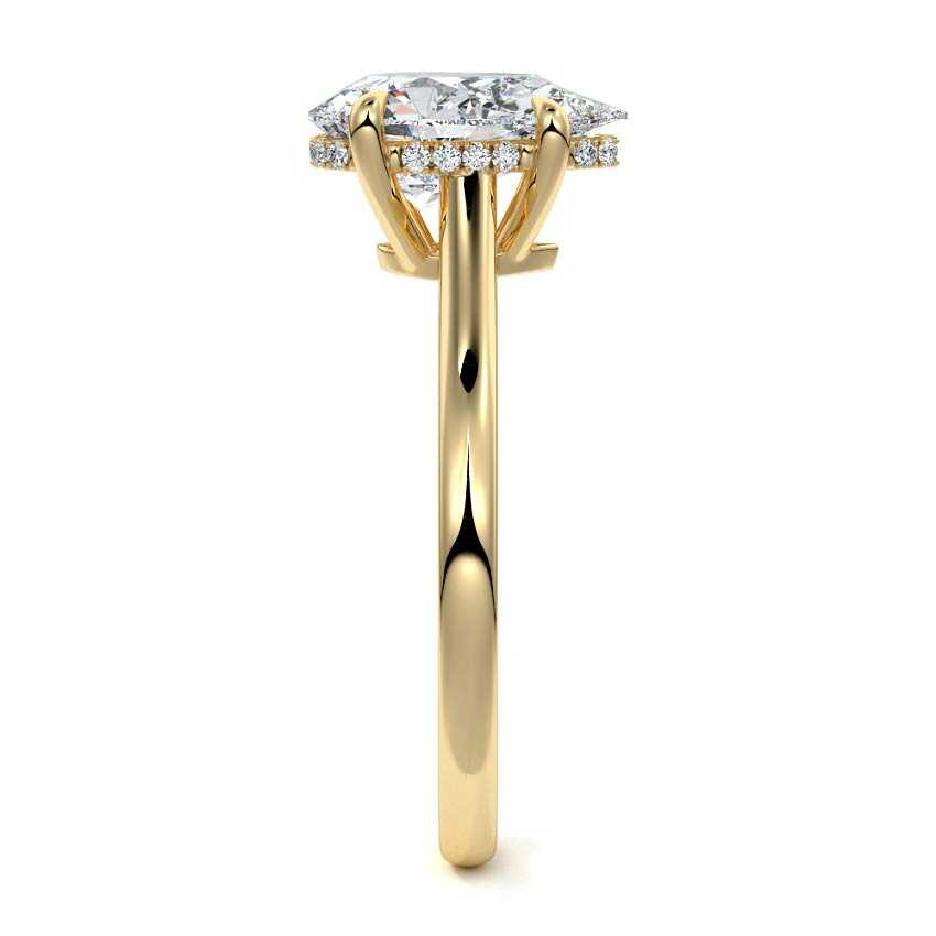 Ginevra - Pear Yellow Gold Engagement Ring Side View | Nura Lab