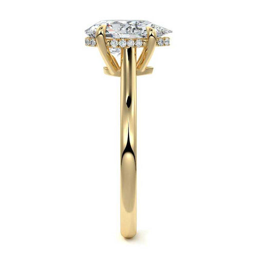 Ginevra - Pear Yellow Gold Engagement Ring Side View | Nura Lab