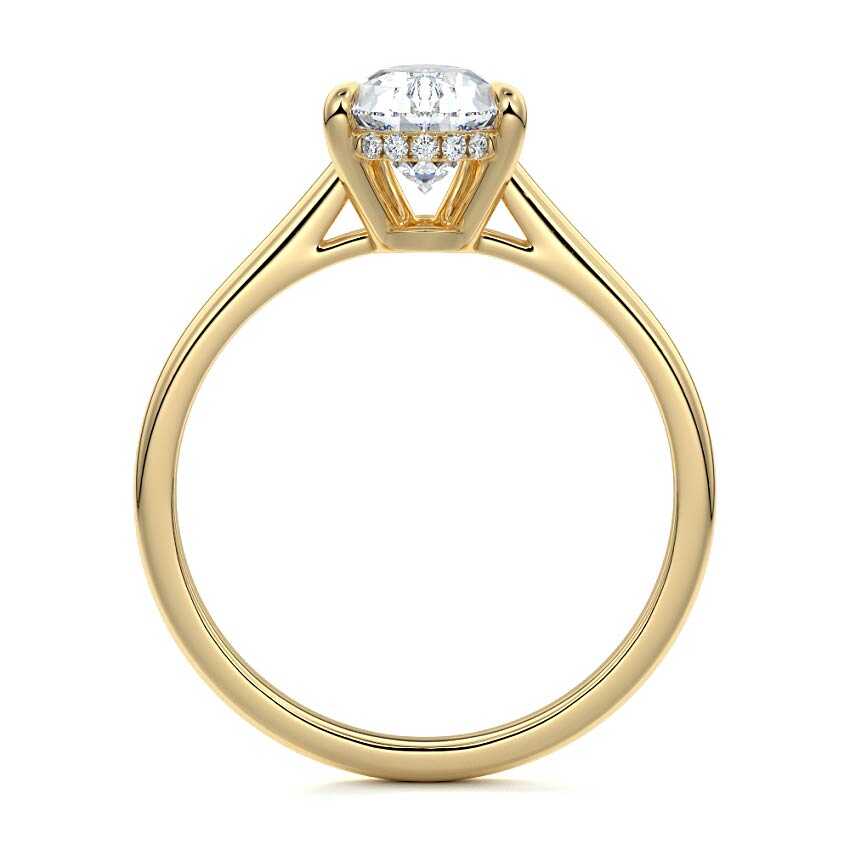 Ginevra - Pear Yellow Gold Engagement Ring Profile View | Nura Lab