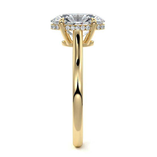 Ginevra - Oval Yellow Gold Engagement Ring Side View | Nura Lab