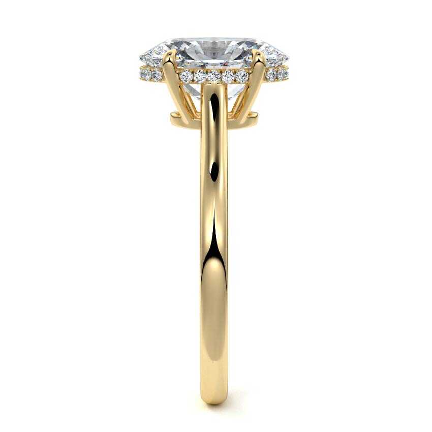 Ginevra oval hidden halo solitaire lab grown diamond engagement ring in yellow gold