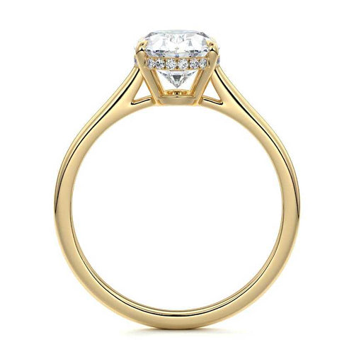 Ginevra - Oval Yellow Gold Engagement Ring Profile View | Nura Lab