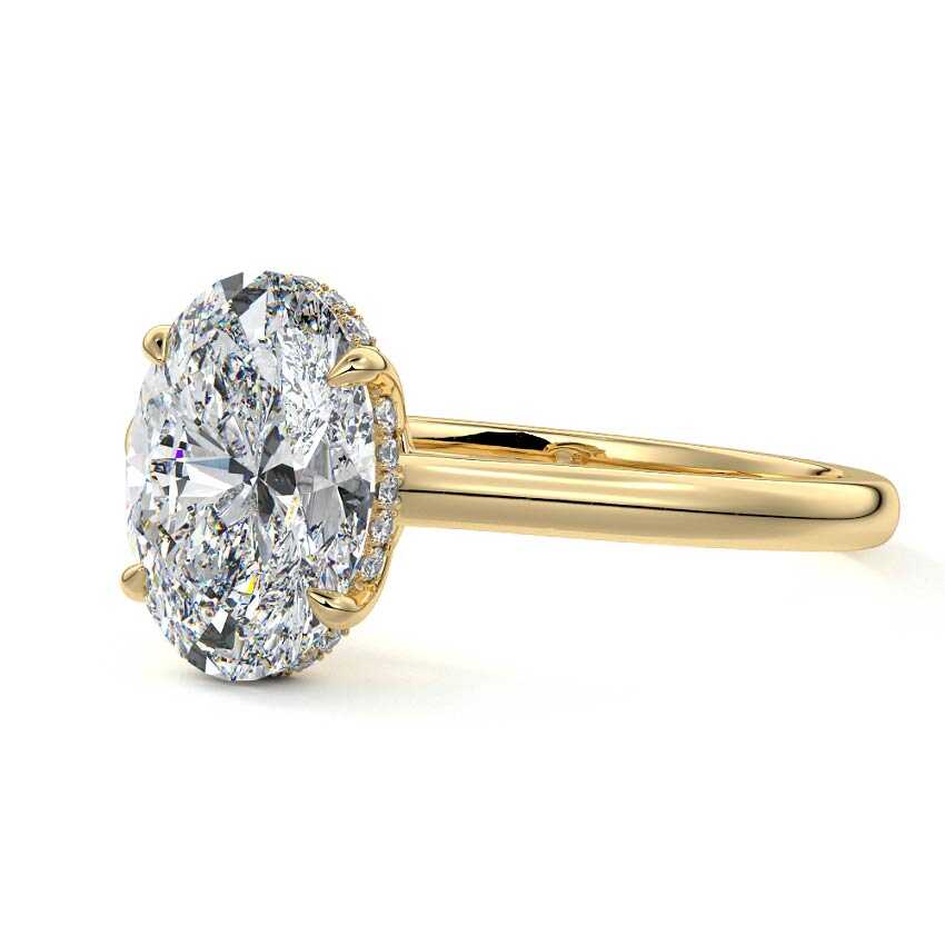 Ginevra - Oval Yellow Gold Engagement Ring Detail View | Nura Lab