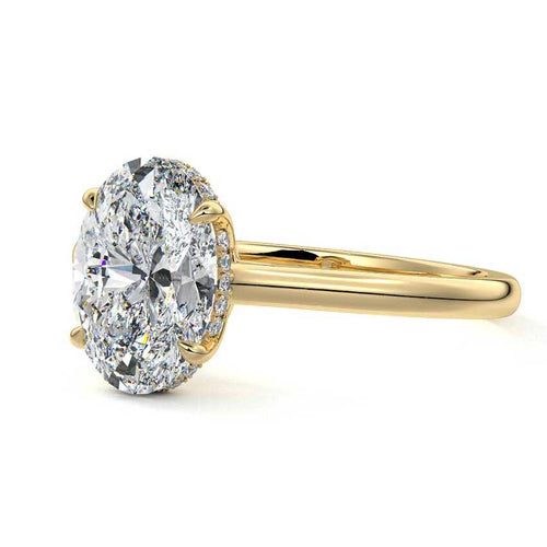 Ginevra - Oval Yellow Gold Engagement Ring Detail View | Nura Lab