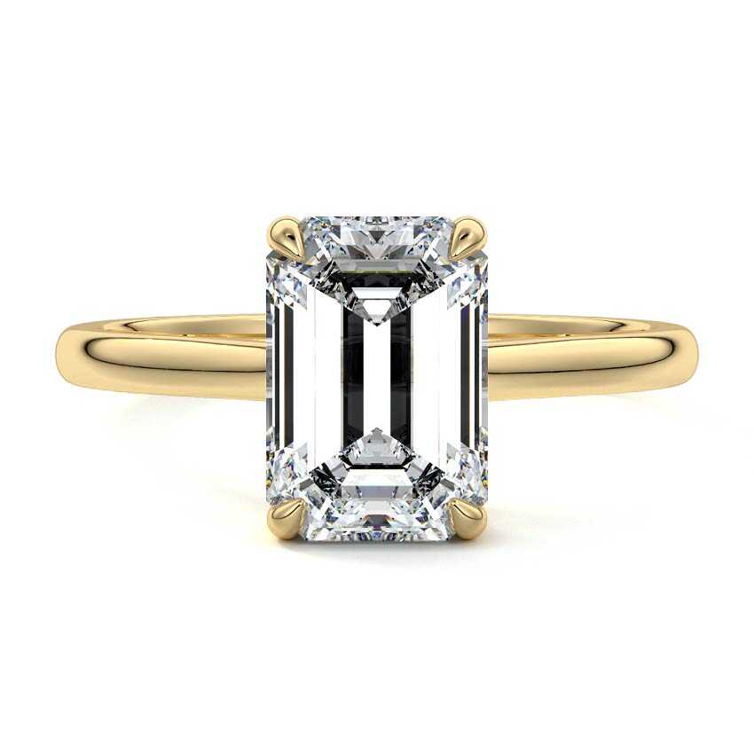 Ginevra - Emerald Cut Yellow Gold Lab Grown Diamond Engagement Ring | Nura Lab