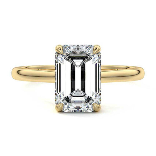 Ginevra - Emerald Cut Yellow Gold Lab Grown Diamond Engagement Ring | Nura Lab