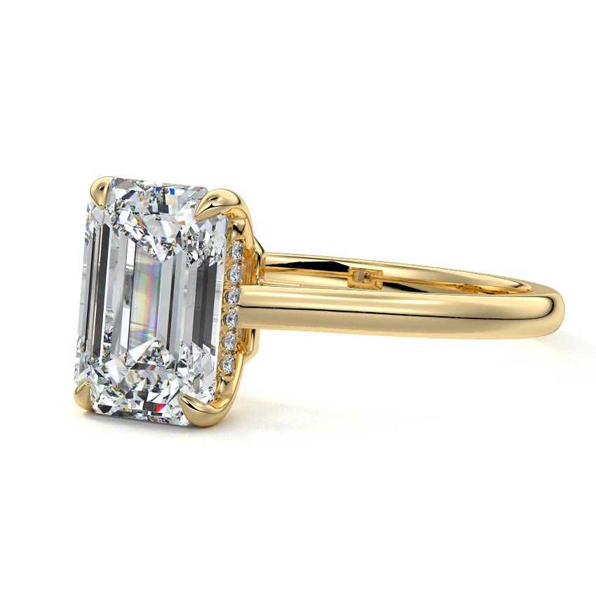 Ginevra - Emerald Cut Yellow Gold Lab Grown Diamond Engagement Ring | Nura Lab