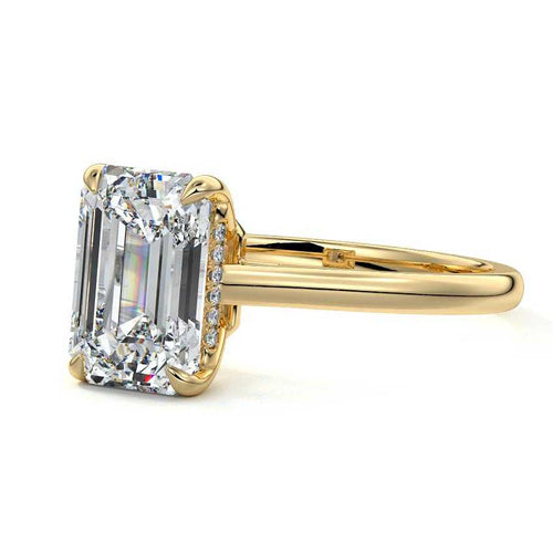 Ginevra - Emerald Cut Yellow Gold Lab Grown Diamond Engagement Ring | Nura Lab