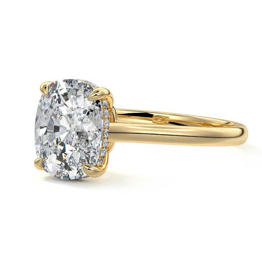 Ginevra - Cushion Yellow Gold Lab Grown Diamond Engagement Ring | Nura Lab