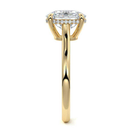 Ginevra - Cushion Yellow Gold Engagement Ring Side View | Nura Lab