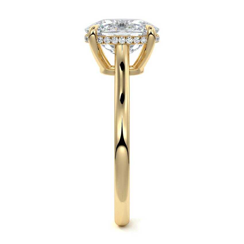 Ginevra cushion hidden halo solitaire lab grown diamond engagement ring in yellow gold