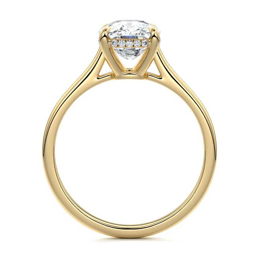 Ginevra - Cushion Yellow Gold Engagement Ring Profile View | Nura Lab