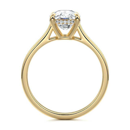 Ginevra - Cushion Yellow Gold Engagement Ring Profile View | Nura Lab