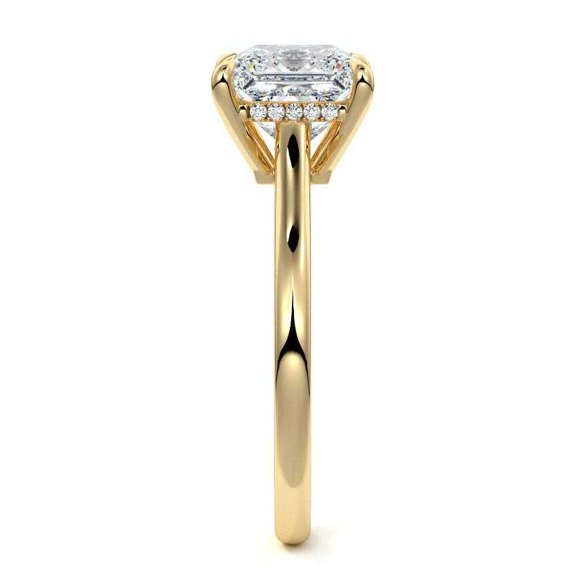Ginevra - Princess Yellow Gold Engagement Ring Side View | Nura Lab