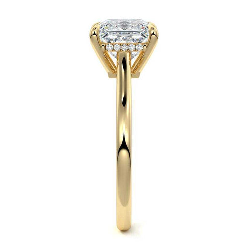 Ginevra - Princess Yellow Gold Engagement Ring Side View | Nura Lab