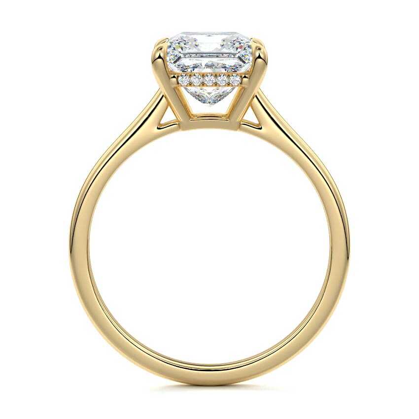 Ginevra - Princess Yellow Gold Engagement Ring Profile View | Nura Lab