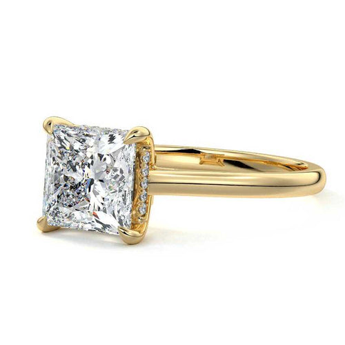 Ginevra - Princess Yellow Gold Engagement Ring Detail View | Nura Lab